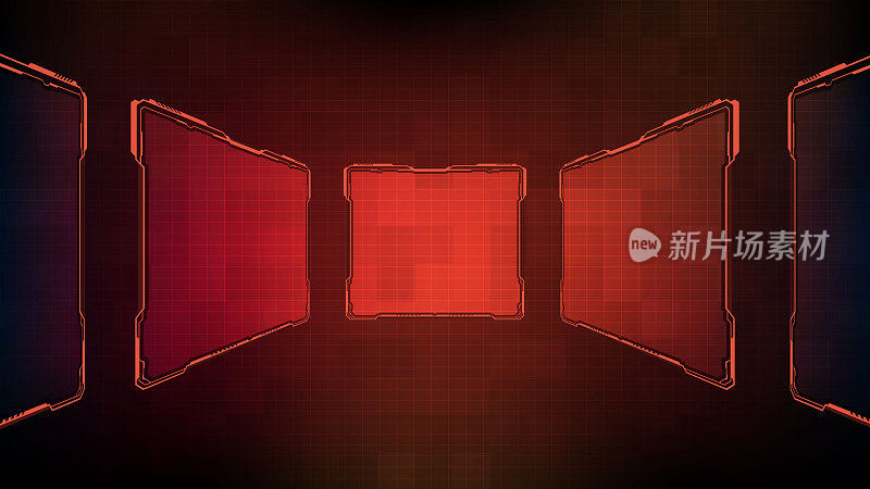 抽象未来背景的红色发光科技科幻框架hud UI